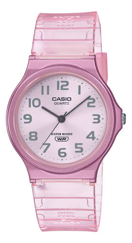 Reloj Casio Mq-24s-4b - Transparente - Wr Casio Centro Color De La Malla Rosa Color Del Bisel Rosa Color Del Fondo Rosa Pálido