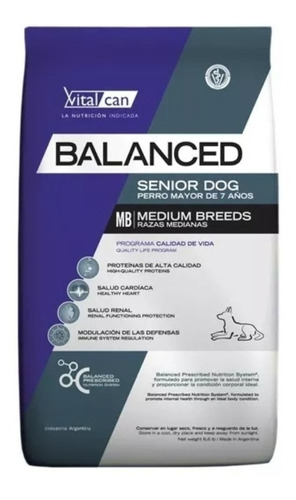 Alimento Vitalcan Balanced Adult Dog Para Perro Senior De Raza Mediana Sabor Mix En Bolsa De 12 kg