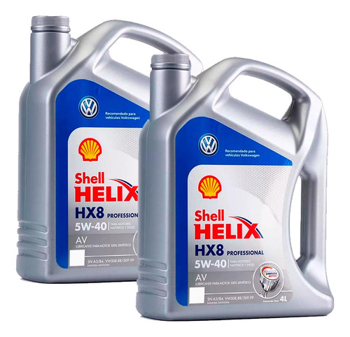 Kit Aceite Shell Helix Hx8 Pro Av 5w40 Vw Amarok X 8 Litros.