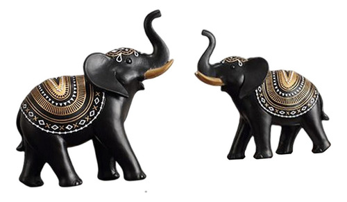 Escultura Decorativa Estatuilla Animal Pareja Elefantes