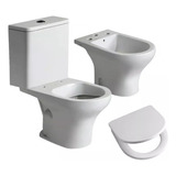 Juego Ferrum Veneto Inodoro Largo Depósito, Bidet Y Tapa