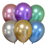 50 Globo Cromo Metalico Fiesta Latex Colores Biodegradable