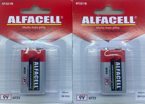 Kit 2x Bateria Alfacell 9v Pilha