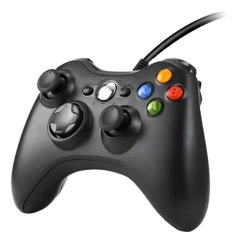 Controle Compatível Xbox 360 C/ Fio Em Joystick Computador Cor Preto
