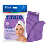 Toalla Para Cabello Gorro Turbante Secado Rapido T.taio Color Morado