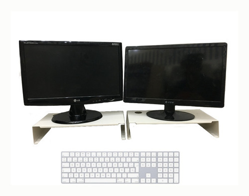 2 Bases Eleva Monitor Pc-laptop Soporte Escritorio Estante 