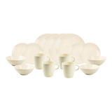 Set 16 Pcs Loza Cerámica Blanca-crema