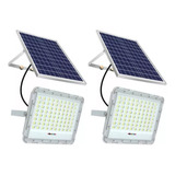 Kit 02 Luminária Refletor Led 100w Placa Solar Prova D'água