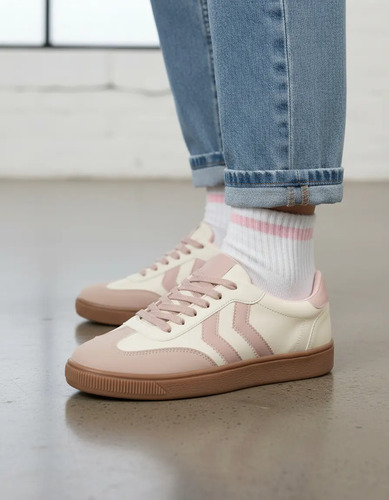 Tenis Dama Ice Shell Casual Tipo Samba En Tendencia Planos Mona Company Zapato Mujer Beige Rosa | Meses sin interés