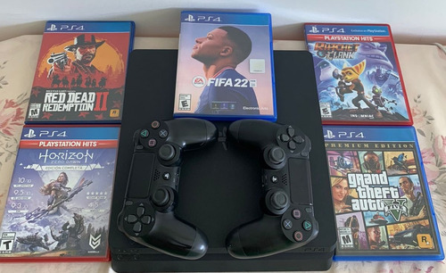 Play Station 4 Slim 1 Tb + 2 Controles + 6 Juegos