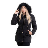 Sobretudo Jaqueta Parka Forrada Feminina Plus Size Inverno