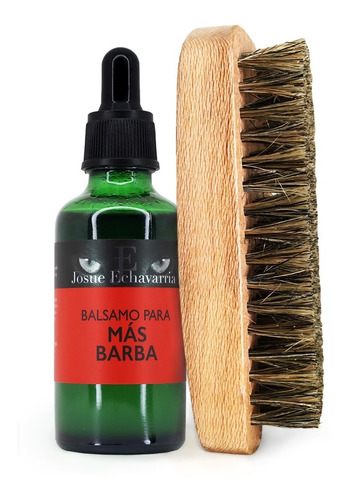 Kit Locion Crecimiento Barba Y Cepillo Café Madera Tallado A Mano Josue Echavarria