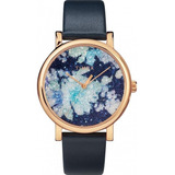 Reloj Mujer Timex Cristal Mineral 38 Mm 3 Atm Tw2r66400 Color Del Fondo Azul Color De La Correa Negro Color Del Bisel Rosa Dorado