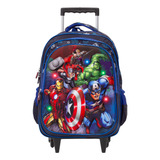 Mochila Infantil Masculina Rodinha Vingadores 3d Led Toys 2u