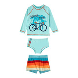 Conjunto Bebê Infantil Sunga Camiseta Praia  Proteção Solar 