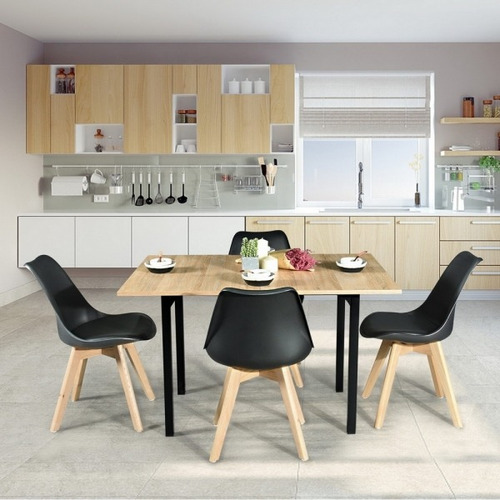 Mesa De Comedor Extendible Marlowe Color Natural Negro 39f