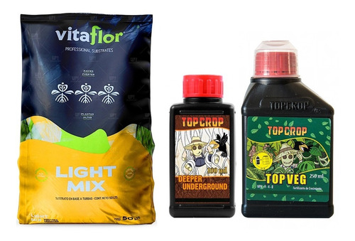 Sustrato Vitaflor 50lts Con Top Crop Under 100ml Veg 250ml