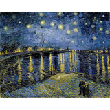 Cuadro Canva Bastidor Noche Estrellada Ródano Van Gogh 50x70