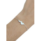 Pulsera Ajustable Dos Corazones Plata 925