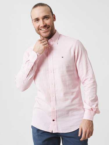 Camisa Dobby Regular Tommy Hilfiger Rosa