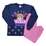 Conjunto Infantil Menina Inverno Moletom Flanelado 4 E 8