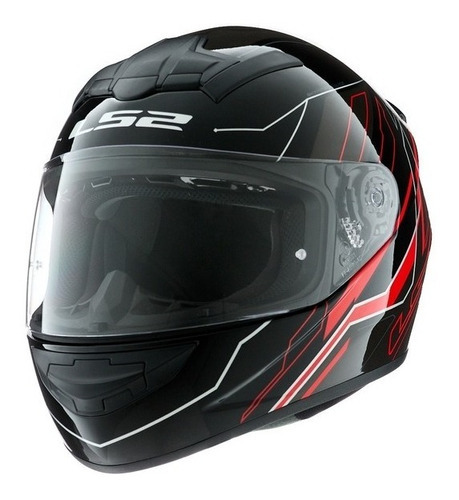 Casco Moto Integral Ls2 352 Rookie Chaser - En Teo Motos Color Negro Y Rojo Tamaño Del Casco Xxl