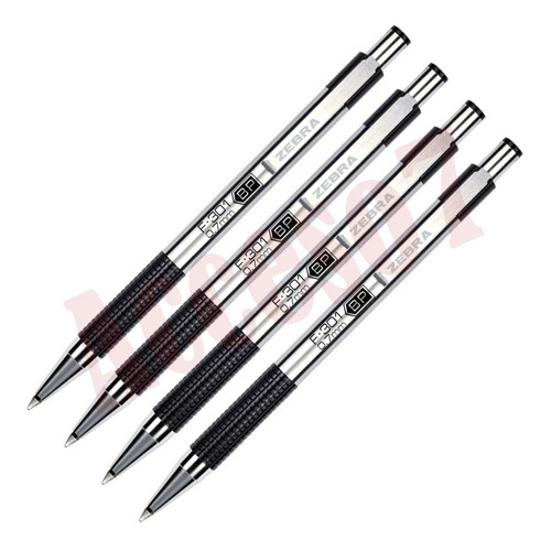 4 Plumas Boligrafo Retractil Punto Fino 0.7mm Zebra Metalico