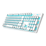 Teclado Gamer Magegee Retro Punk Qwerty Magegee Blue Color Blanco Con Luz Azul