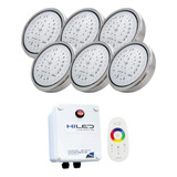 6 Luces Para Pileta Led Rgb 20w +fuente+control Remoto