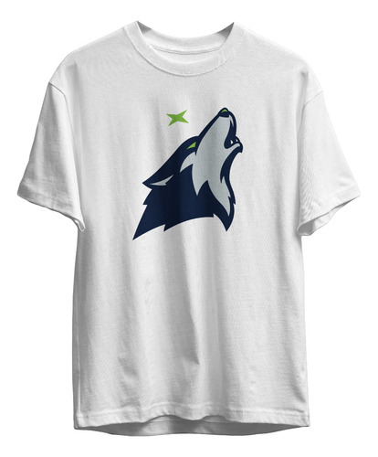 Remera Basket Nba Minnesota Timberwolves Blanca Logo Lobo