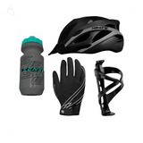 Capacete Ciclismo + Luva Cycle + Garrafa 500ml + Sup Garrafa