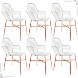  6 Cadeira Decorativa Cozinha Sala Fibra Cobre Confortavel 