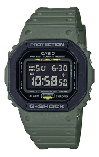 Reloj G-shock Dw-5610su-3dr Hombre 100% Original Color De La Correa Verde Color Del Fondo Negro