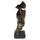 Figura Decoración Hogar Rostro Del Silencio Dorado Escultura