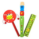 Set Musical Infantil 3 Instrumentos Cubeta Toys Denbu