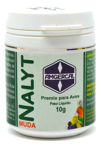 Nalyt Muda 10g - Amgercal - Antistress Na Muda De Pena Aves Cor Nao Aplica