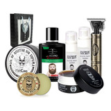 Kit De Barbería Barba Maquina Gel De Afeitar Cera Aceite 