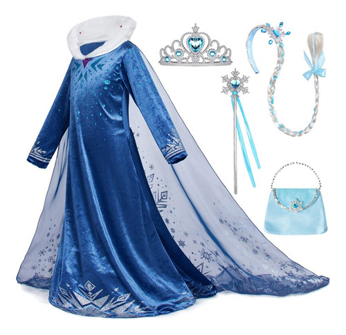 Vestido De Princesa Elsa For Niñas Halloween Navidad Cosplay Disfraz Fiesta De Cumpleaños .