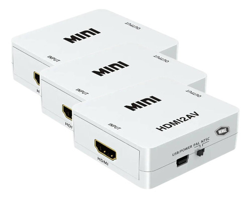 Kit 3 Mini Adaptador Conversor D Hdmi P/ Video 3rca Av Cabo