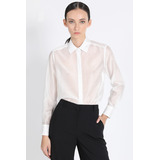 Camisa Semi Transparente Con Strass, Crudo Liola