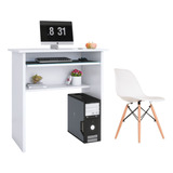 Mesa Apoio Moderna Home Office C/ Cadeira Eames Linda 