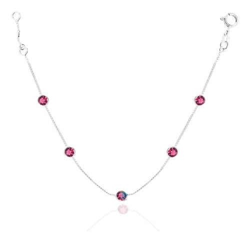 Pulseira Feminina Com Zircônias Coloridas - Prata 925