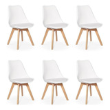 Conjunto 06 Cadeiras Eames Wood Leda Design Cor Branca