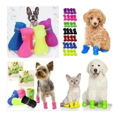 Zapatos Para Mascotas Bota Silicona Impermeable Perros Gatos