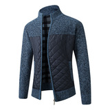 Cremallera A Rayas Hombre Chaqueta Jersey Punto Polar Cálido