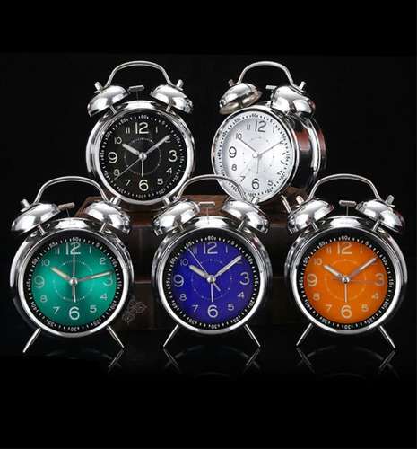 Reloj Despertador De Metal Vintage Recargable Usb