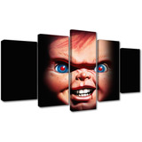 5 Cuadros Canvas Chucky Face Cine Arte Unico Hogar 150x84cm