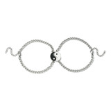 Set De 2 Pulseras Amistad Pareja Con Yin Yang De Acero Inox