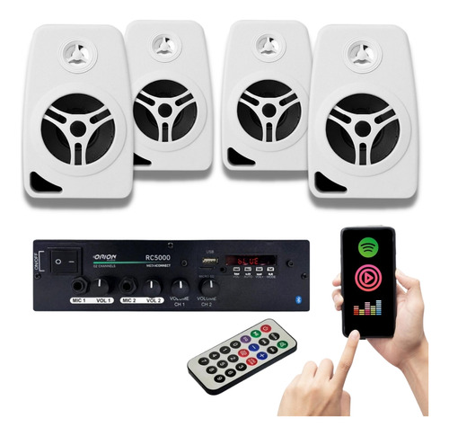 Kit Receiver Bluetooth Rc5000 + 4 Caixas Ambiente Cxb40