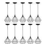 10 Pendentes Diamante Lustre Luminária Aramado Luxo Pirâmide